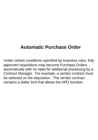 Automatic Purchase Order