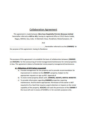 Basic Collaboration Agreement Sample