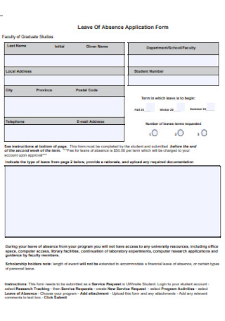 Basic Leave Of Absence Application Form