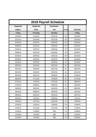 Basic Payroll Schedule