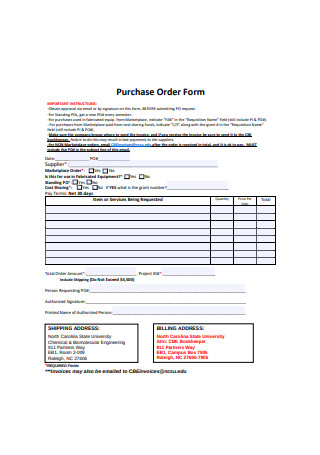 Basic Purchase Order Form
