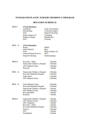 Basic Rotation Schedule