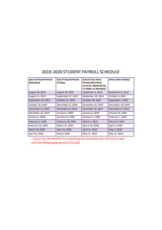 Basic Student Payroll Schedule Format