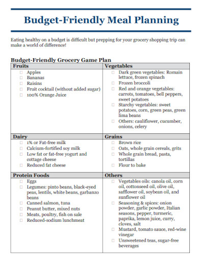 Budget Friendly Meal Planning