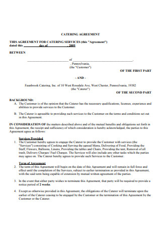 Catering Services Agreement Form