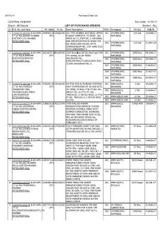 Central Railway Purchase Order List