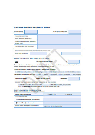 Change Order Request Form