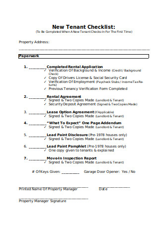 Checklist for Lease Signing