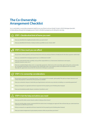 Co Ownership Agreement Checklist