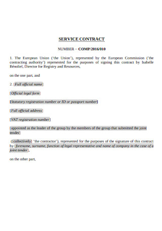 Commission Service Contract