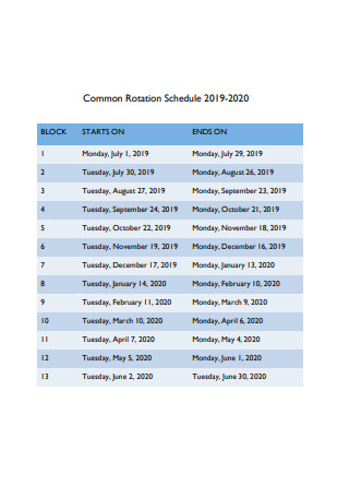 Common Rotation Schedule