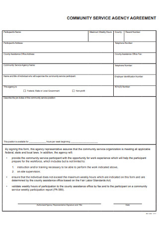 Community Service Agency Agreement