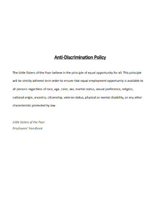 Company Anti discrimination Policy