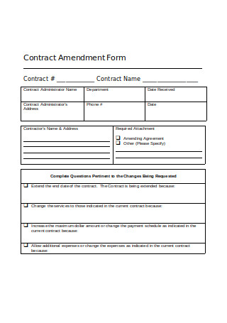 Contract Amendment Form