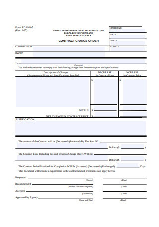 Contract Change Order Form
