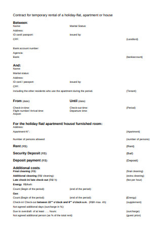 Contract for Temporary Rental