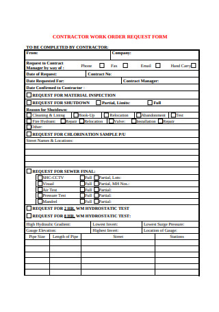 Contractor Work Order Request Form