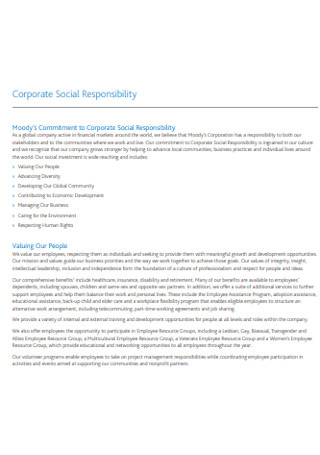 Corporate Social Responsibility Statement