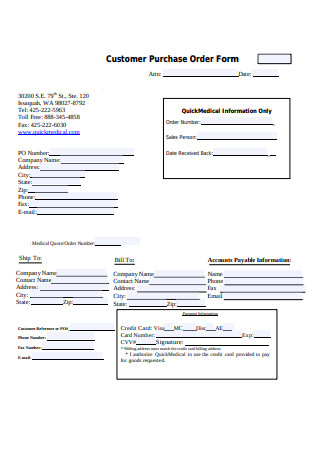 Customer Purchase Order Form