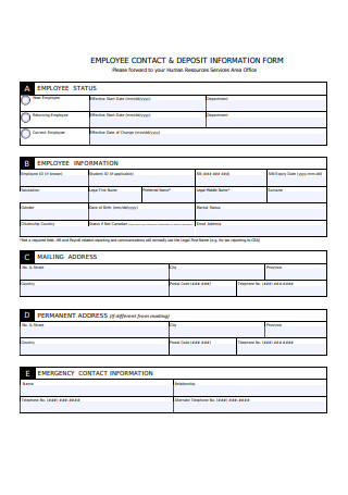Employee Contact and Deposit Information Form