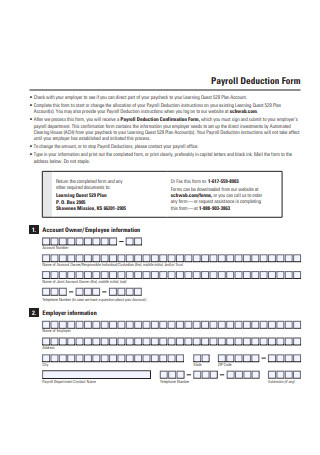 Employee Payroll Deduction Form