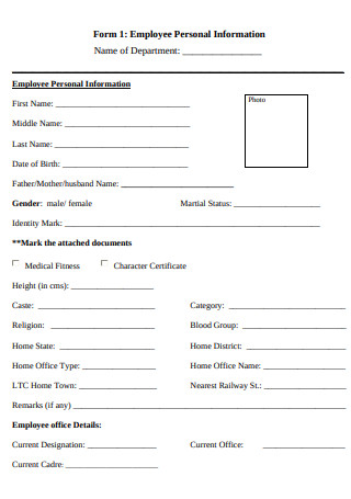 Employee Personal Information Form