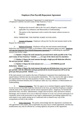 Employee Repayment Agreement
