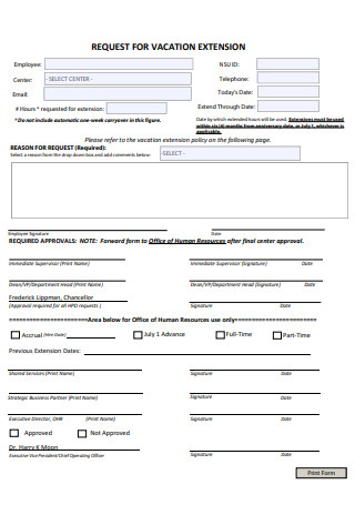 Employee Request for Vacation Extension Form