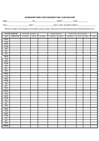 Employee Time Sheet and Leave Record
