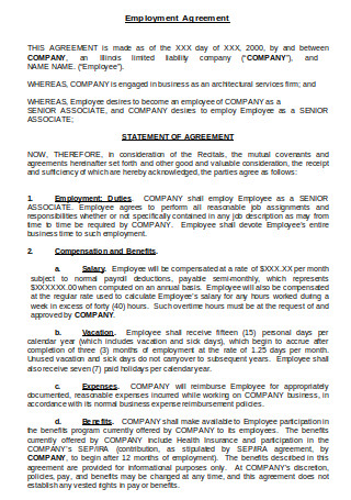 Employment Agreement for Exempt Client Service