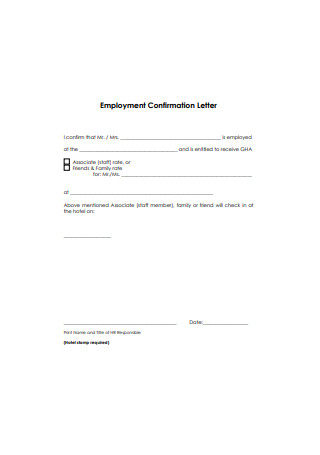 Employment Confirmation Letter