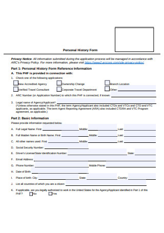 Employment History Information Form