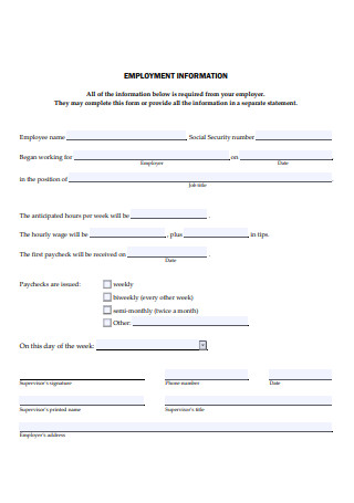 Employment Information Form in PDF