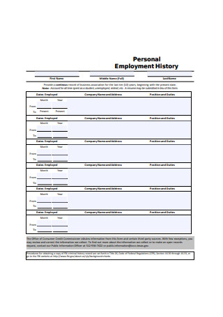 Employment Personal Information Form