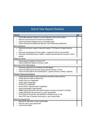 End of Year Payroll Checklist