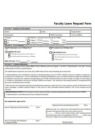 Faculty Leave Request Form