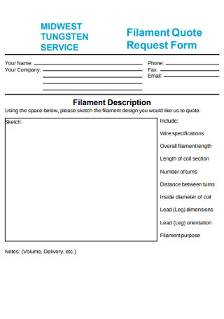 Filament Quote Request Form