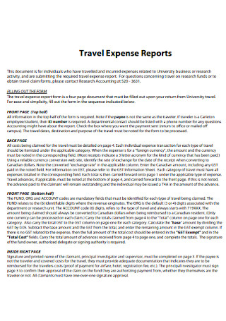 Formal Travel Expense Report