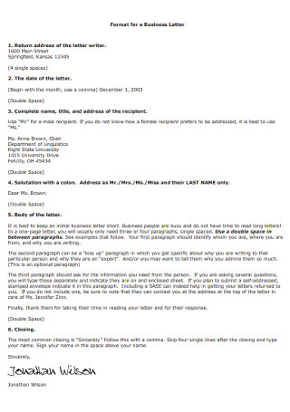 Format Of A Business Letter from images.sample.net