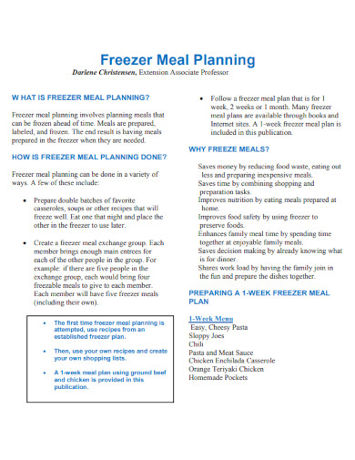 Freezer Meal Planning