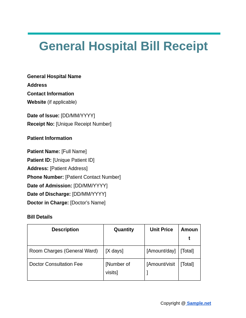 General Hospital Bill Receipt Google Docs 10 17 2024 12 49 PM