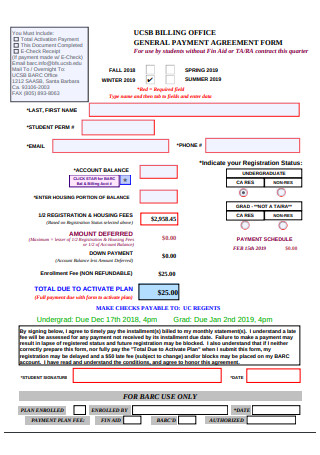 General Payment Agreement Form