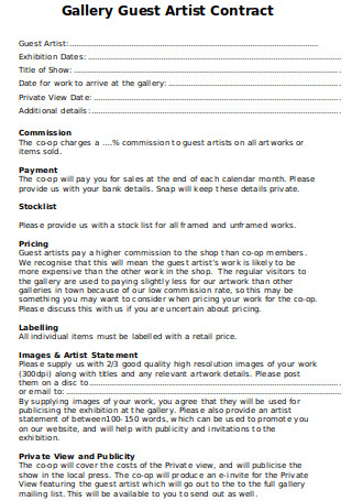 Guest Artists Contract Template