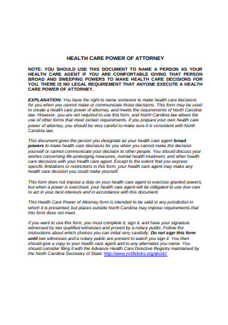 Health Care Power of Attorney
