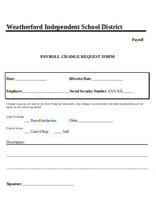 Independent School Payroll Change Reqest Form
