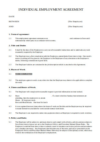 Individual Employment Agreement