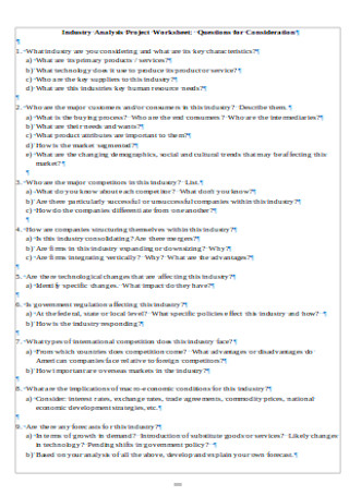 Industry Analysis Project Worksheet