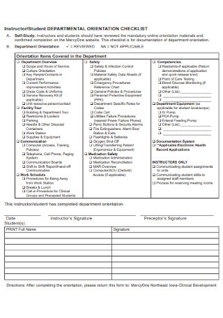 Instructor Departmental Orientation Checklist