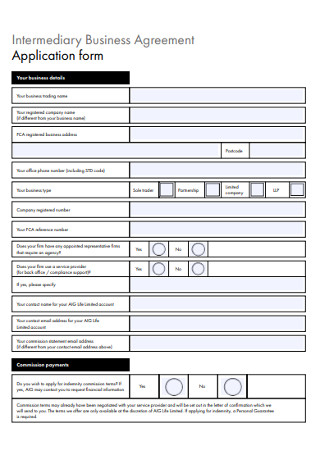 Intermediary Business Agreement Application Form