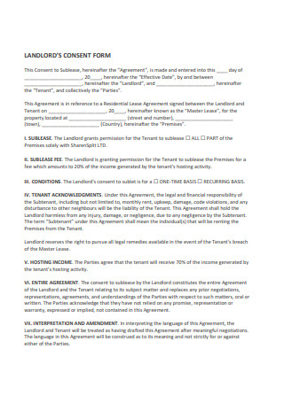 Landlords Consent Form